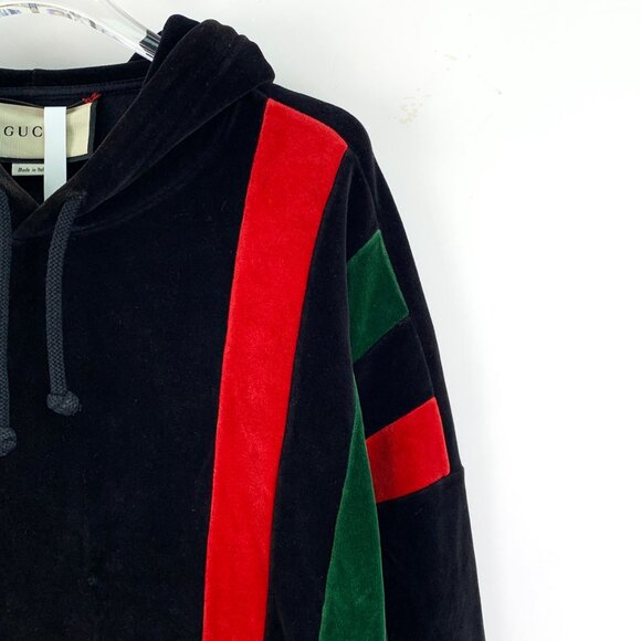 Gucci Black striped cotton hooded drawstring long-sleeve sweatshirt - Picture 3 of 6